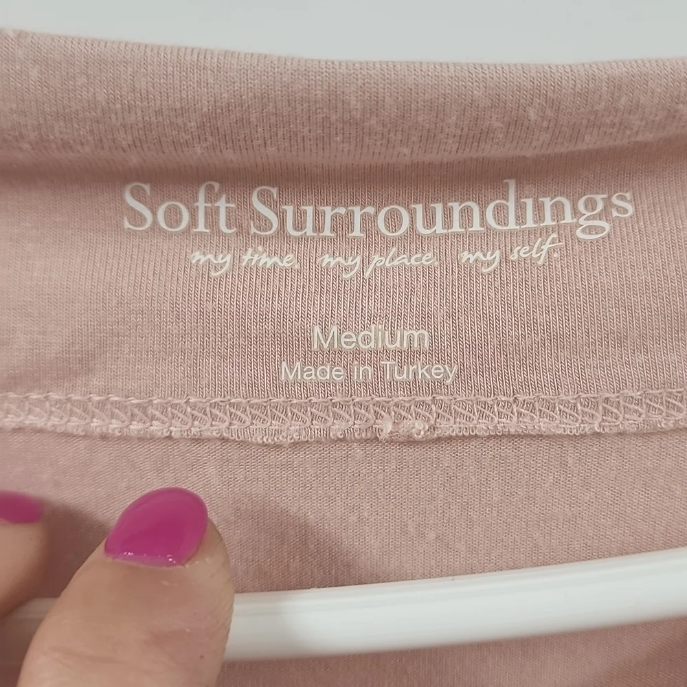 Soft surroundings pale pink long-sleeved top - Picture 4 of 5